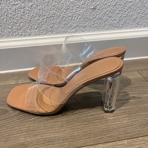 Nude Clear Block Heels